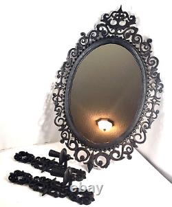 Rare Burwood Wall Mirror & Sconces #4454 4455 Large Ornate Hollywood Regency