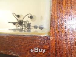 Rare Large Arts Crafts Antique Wood Wall Mirror Beveled Glass Oak Walnut 32x28