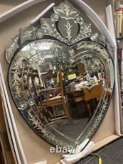 Rare Large Heart Shaped Venetian Mirror Antique Detailed Venetian Mirror 40X30