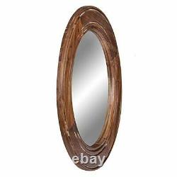 Reclaimed Wood Large Round Wall Accent Mirror Brown 31.5x31.5