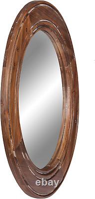 Reclaimed Wood Large round Wall Accent Mirror