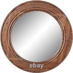 Reclaimed Wood Large round Wall Accent Mirror Brown 31.5X31.5