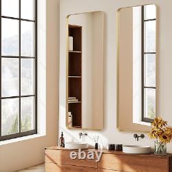 Rectangle Mirror Full Length 21 X 64 Large Floor Mirror Gold Metal Frame Wall