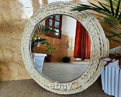 Round Coastal Large Wall Mirror Nautical Beach Rope Mirror Bathroom Mirror Decor