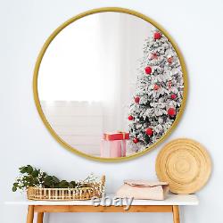 Round Mirror 36 Inch, Circle Bathroom Mirror, Gold Wall-Mounted Mirror, Large Ma