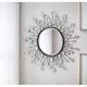 Round Silver Mirror Modern Sunburst Pattern Large Wall Home Decor Style NEW