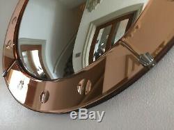 Round Vintage Convex Frameless Peach Tinted Porthole Wall Mirror Large 51cm m214