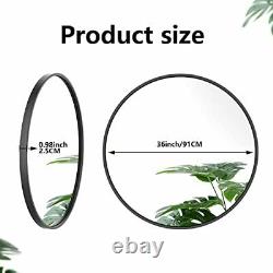 Round Wall Mirror36 Large Black Wall Mounted Circle Mirror for WashroomEntry
