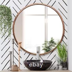 Round Wall Mirror 36 Inch Copper Large Circle Bathroom Mirror Bronze 36x36