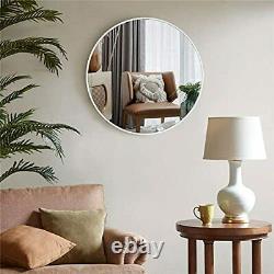 Round Wall Mirror 36 Inch Large With Silver Aluminum Alloy Frame Rustic Decor Ha