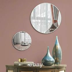 Round Wall Mirror 36 Inch Large With Silver Aluminum Alloy Frame Rustic Decor Ha