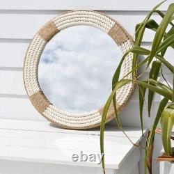 Round Wall Mirror Large Decorative Wall Mounted Nautical Multicolor Jute Mirror
