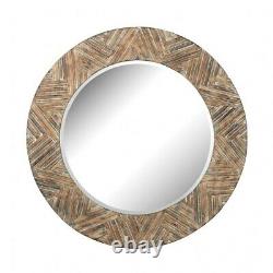 Round Wall Mirror With Soft Wood Panel Frame Made Of Mirror 48 Inch Large