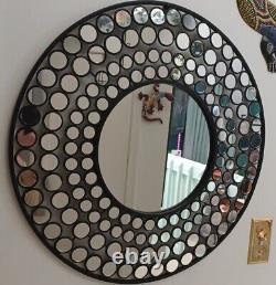 Round Wall Mirror for Living Room Large Elegant Silver Glass Mirror Home Decor
