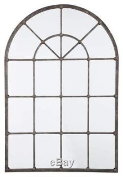 Rustic Country Window Pane Mirror Large Arched Antique Style Wall Mounted Decor