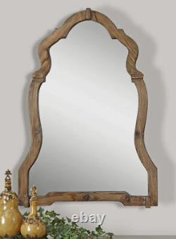 Rustic Curved Wood Arch Wall Mirror Large 43