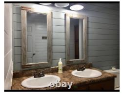 Rustic Farmhouse Wall Mirror Distressed Wood Frame Bathroom Vanity Lounge Large