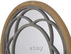 Rustic Round Decorative Large Wall Mirror 30 with Wood Frame for Living Grey