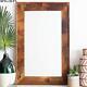Rustic Wall Mirror Solid Wood Large Farmhouse Accent Decor Bath Vanity Rectangle