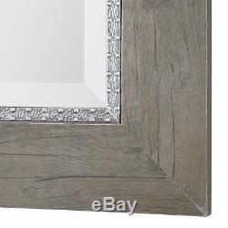 Rustic Weathered Wood Tall Wall Mirror 48 Extra Large Silver Distressed Vanity