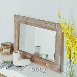 Rustic Wood Frame Wall Mirror, Large Rustic Farmhouse Mirror Decor, Grey