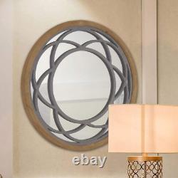 Rustic round Decorative Large Wall Mirror 30 with Wood Frame for Living Room