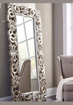 Scroll Champagne Silver Mirror Floor Full Length Wall Large