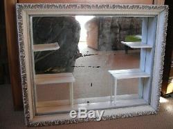 Shabby Chic large Vintage ornate wall curio with mirror