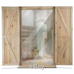 Shuttered Mirror Large Wall Rustic Decor Farmhouse Style Hanging Wooden Bathroom