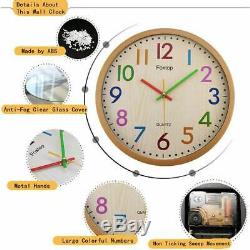 Silent Non-Ticking Kids Wall Clock Large Decorative Colorful Battery Operated