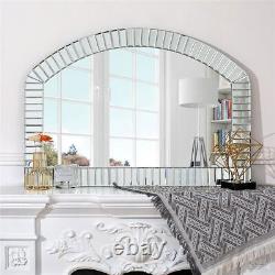 Silver Arched Mirror Large Wall Decorative Mirror fr Living Room Entryway Mantel