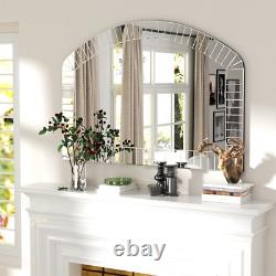 Silver Arched Mirror Large Wall Decorative Mirror fr Living Room Entryway Mantel