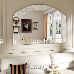 Silver Arched Mirror Large Wall Decorative Mirror fr Living Room Entryway Mantel