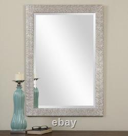 Silver Champagne Wood Frame Large Beveled Wall Mirror 41 Modern Chic