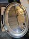 Silver Plate Over Brass Large 24x18 Oval Wall Mirror INDIA Heavy Vtg Metal Back