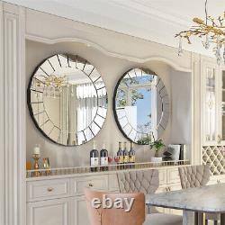Silver Wall Mirror Beveled Edge Round Accent Mirror Gorgeous Luxury Decor Mirror