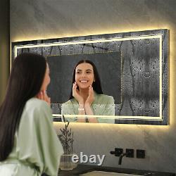 Smart Bathroom LED Vanity Mirror Large Dimmable Bathroom Anti-Fog 3-Colors Light