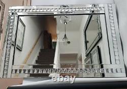 Sparkly Silver Crystal Large Wall Mirror Living Room Hallway Bedroom 120x80cm