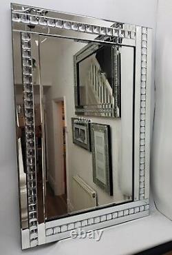 Sparkly Silver Crystal Large Wall Mirror Living Room Hallway Bedroom 120x80cm
