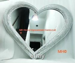 Sparkly Silver Love Heart Mosaic Extra Large Wall Mirror Beautiful Design