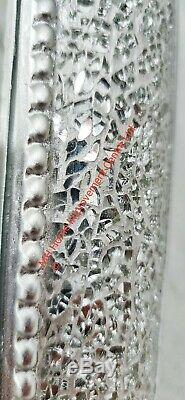Sparkly Silver Love Heart Mosaic Large Wall Mirror Beautiful Design L64cm H54cm