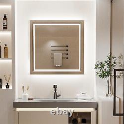 Square 36x36'' LED Bathroom Wall Mirror High Lumin Large Anti-fog Vanity Mirror