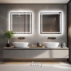 Square 36x36'' LED Bathroom Wall Mirror High Lumin Large Anti-fog Vanity Mirror