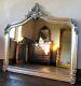 Statement French Arch Fireplace Ornate Swept Large Antique Silver Wall Mirror