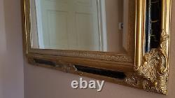 Stunning Gold Black Crackle Gilded Large Beveled Framed Mirror 51 x 41