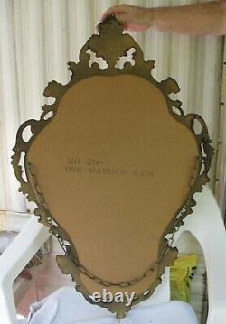 Stunning Large Golden Wood Frame Hollywood Regency Style Wall Mirror 40 X 26