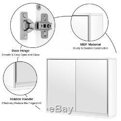 Surface Mount Medicine Cabinet Wall Mounted Hanging Large White Double Mirror