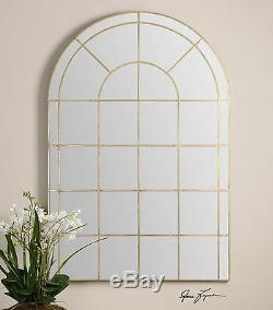 Three Stately 72 Forged Arched Metal Aged Gold Floor Or Wall Mirror Modern