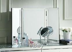 Tri-Fold Tabletop Vanity Mirror Free Standing or Wall Mount, Large or Small Size
