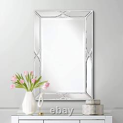 Tryon Rectangular Vanity Decorative Large Wall Mirror Modern Silver Mirrored Fra